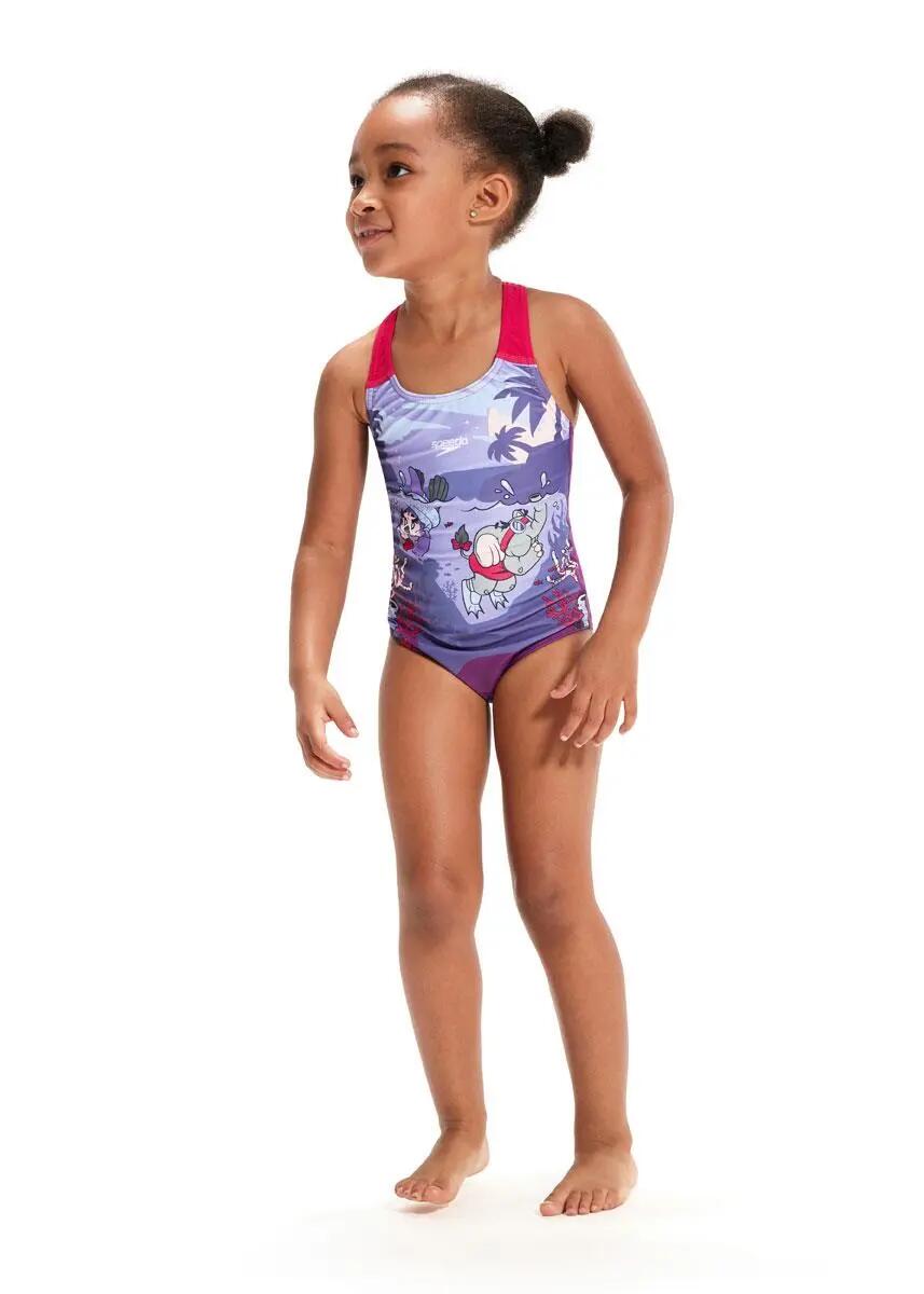 Speedo Traje de baño cruzado estampado para niñas que aprenden a nadar - 2/6