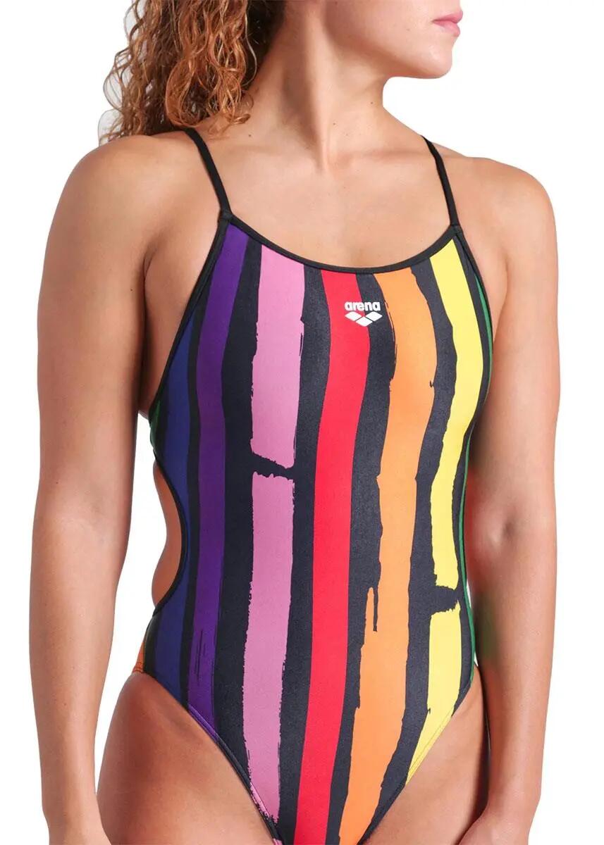 Maiô Arena Let it Beat Lace - Preto Multicolorido / Preto - Tamanho 28 4/6