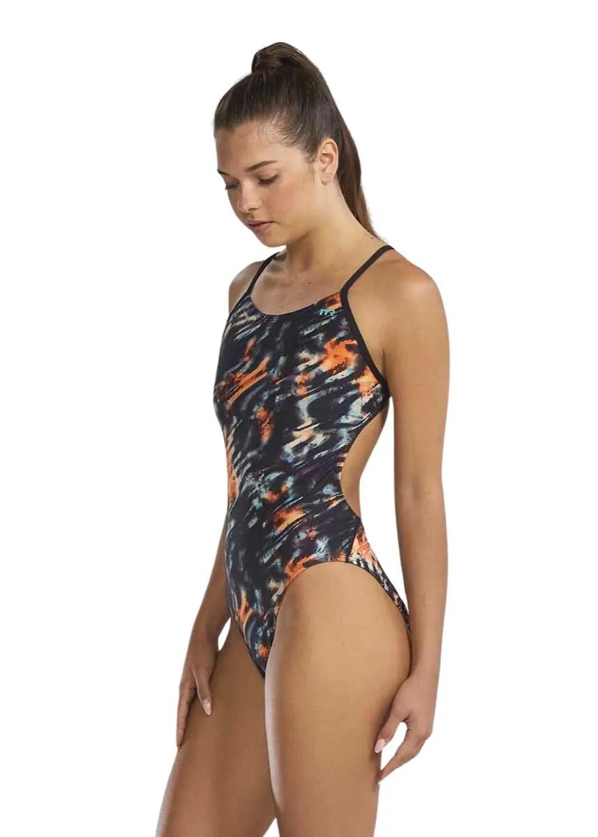 Costume intero TYR Validus Cutoutfit donna Arancio/Azzurro/Nero taglia 28 4/7