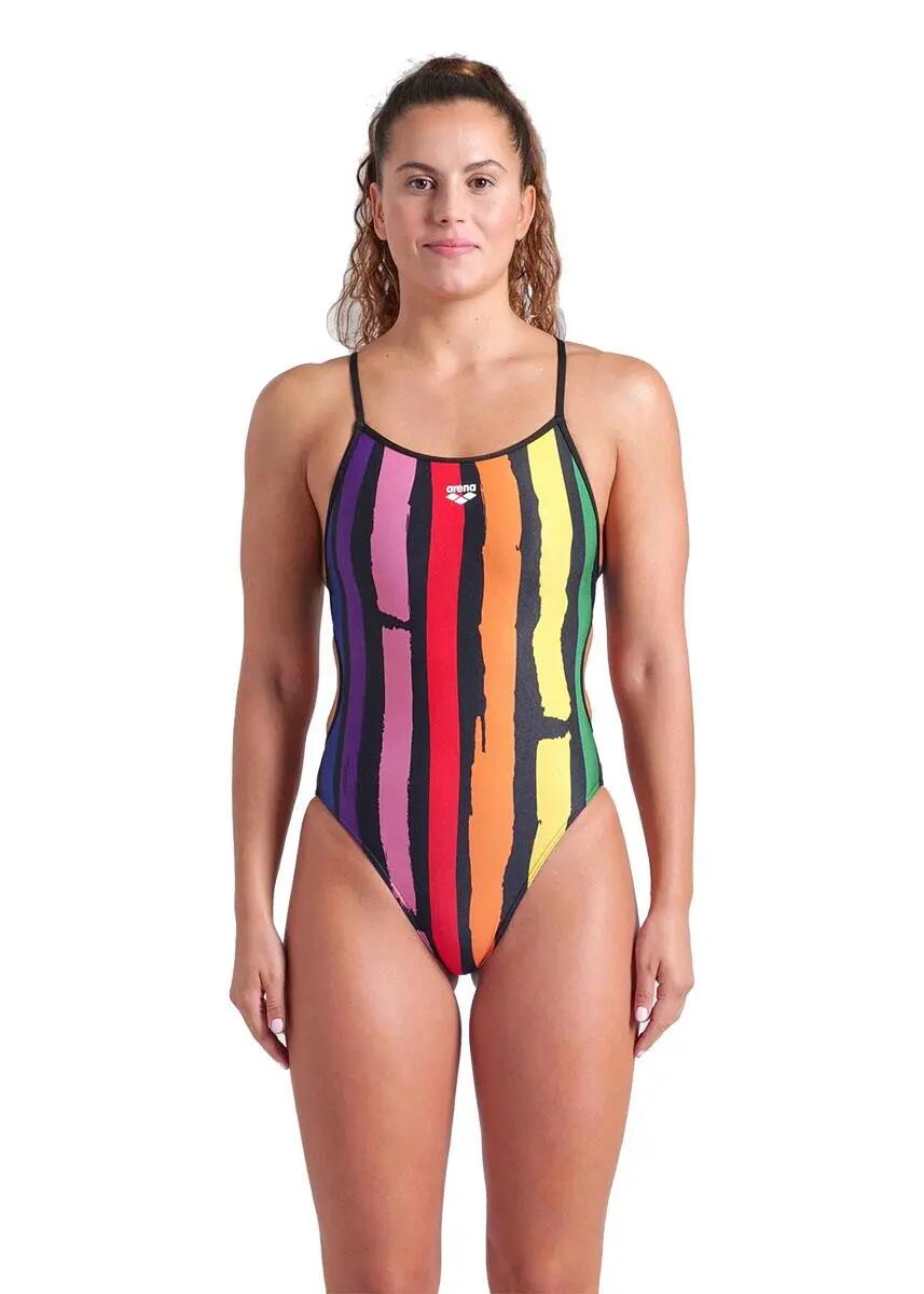 Maiô Arena Let it Beat Lace - Preto Multicolorido / Preto - Tamanho 28 3/6