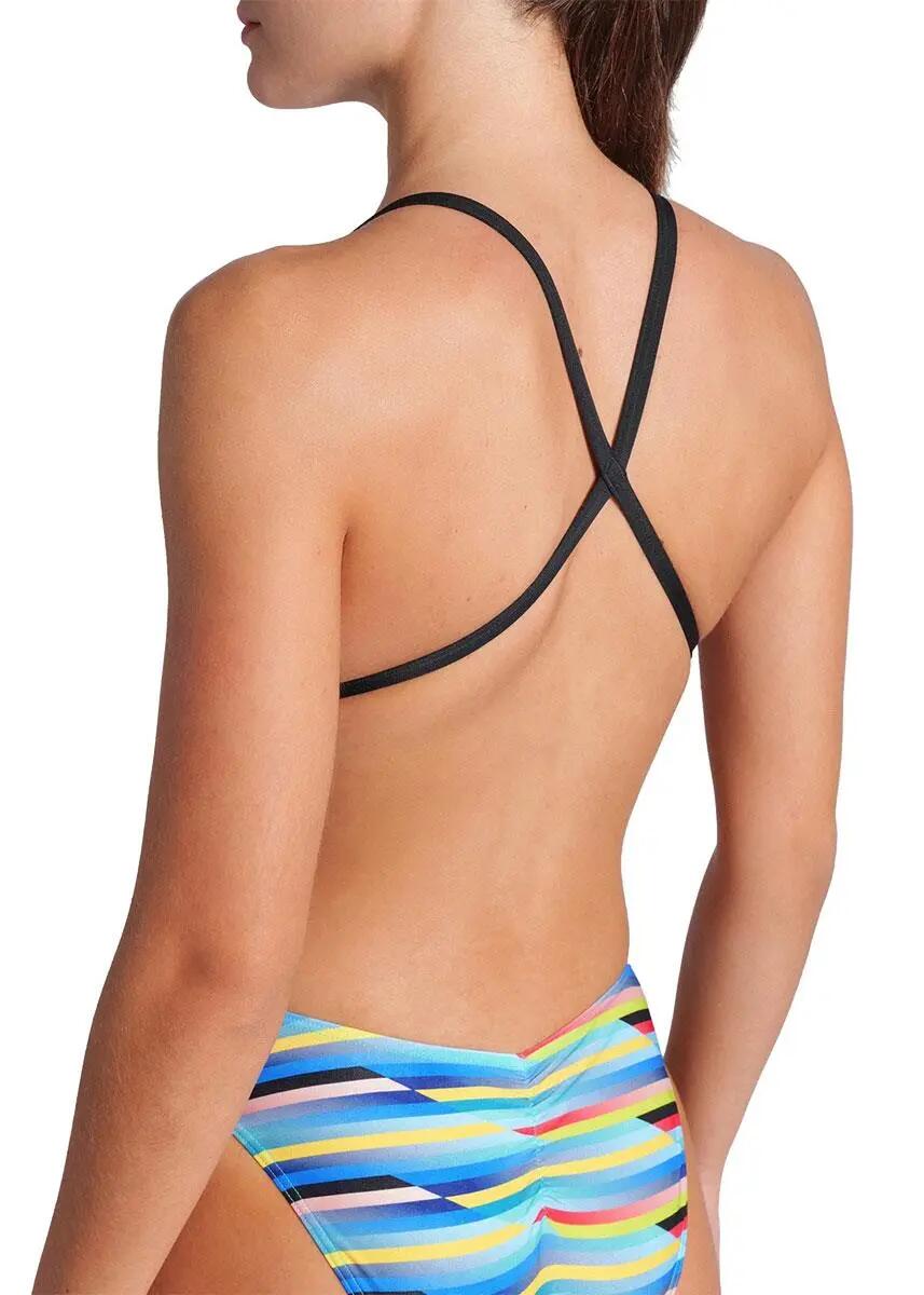 Maillot de bain Arena Racing Stripe X dos croisé - Noir / Multicolore - Taille 5/6