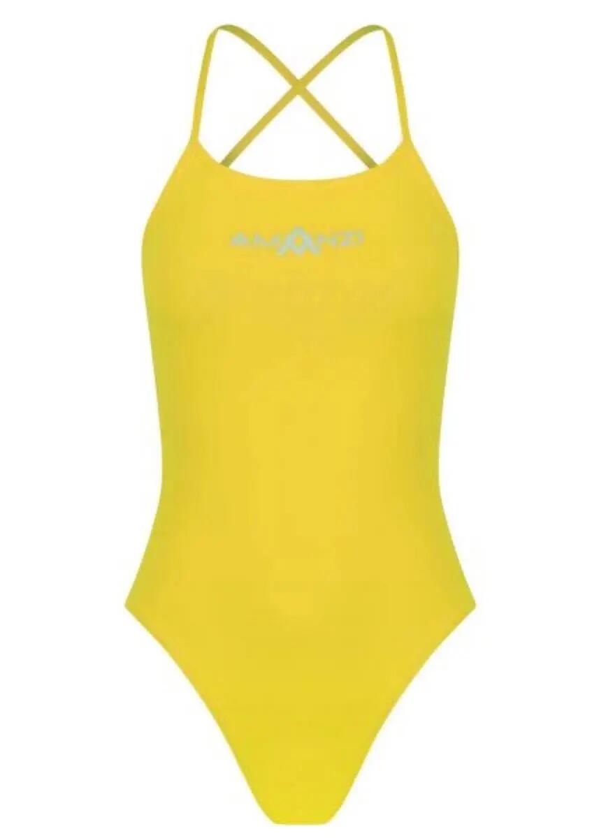 AMANZI Maillot de bain une pièce à nouer dans le dos pour femme - Jaune 2/6