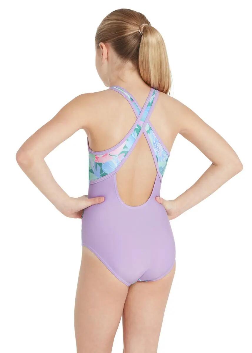 Zoggs Traje de baño Dreamland para niñas con espalda cruzada y frente alto 4/6
