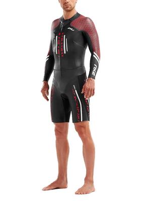2xu heren zwemrun: pro wetsuit - zwart / flame scarlet