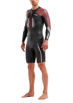 2XU Combinaison de natation Pro pour hommes - Noir / Rouge écarlate
