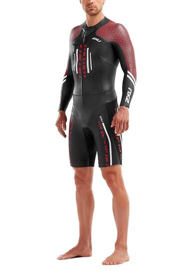 2XU Combinaison de natation Pro pour hommes - Noir / Rouge écarlate