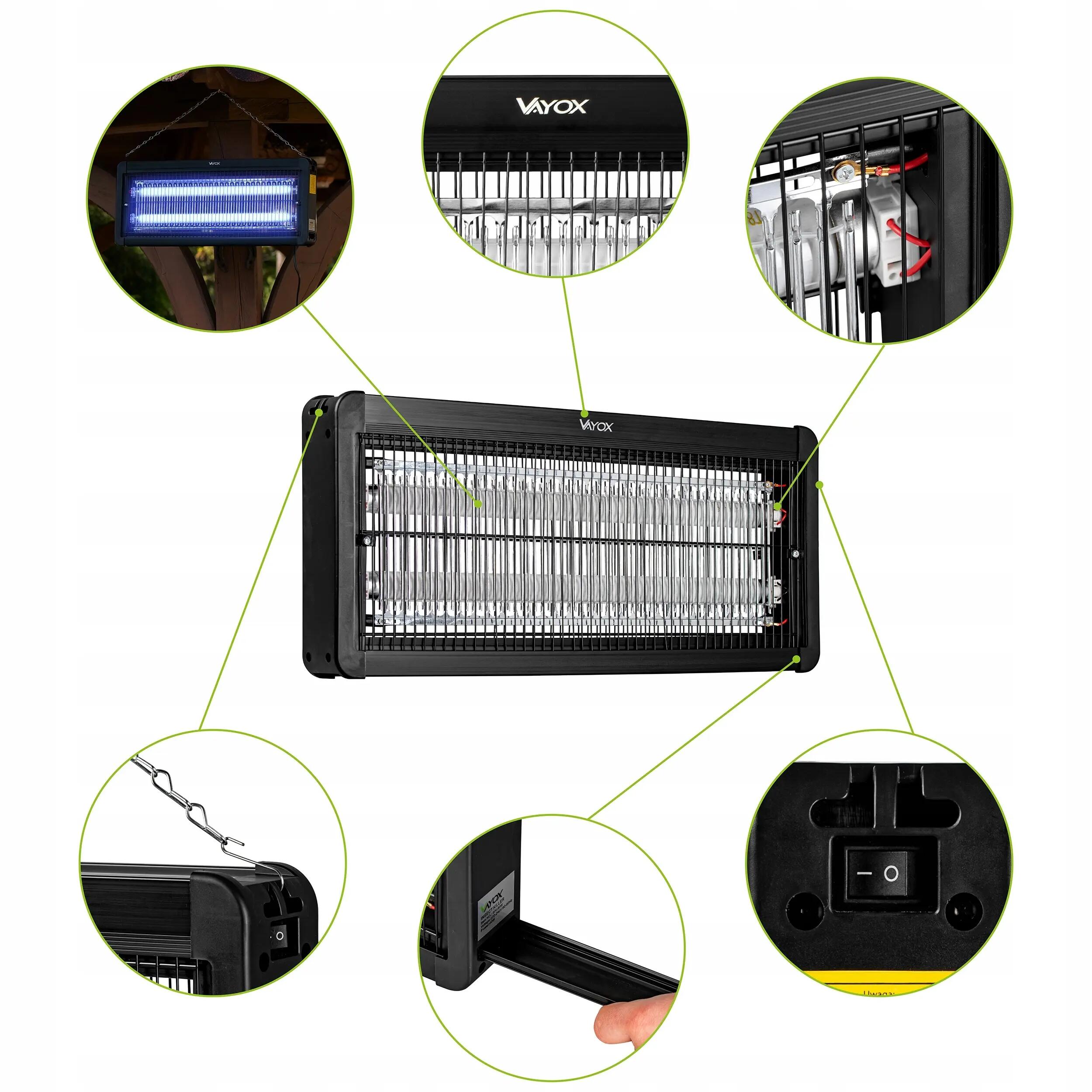 Lampa owadobójcza na komary muchy VAYOX IKV-20W 180m2 3/15