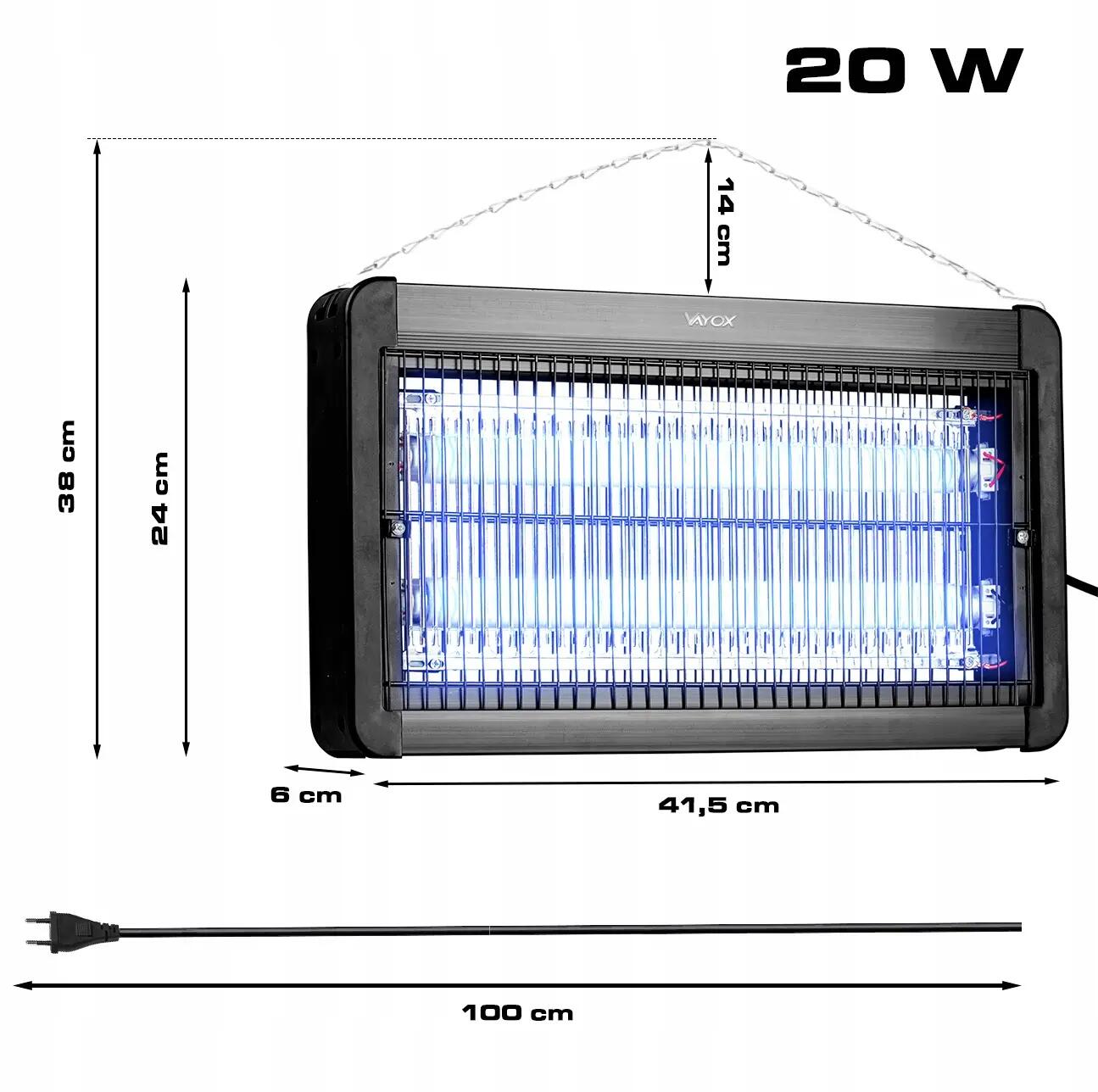 Lampa owadobójcza na komary muchy VAYOX IKV-20W 180m2 14/15