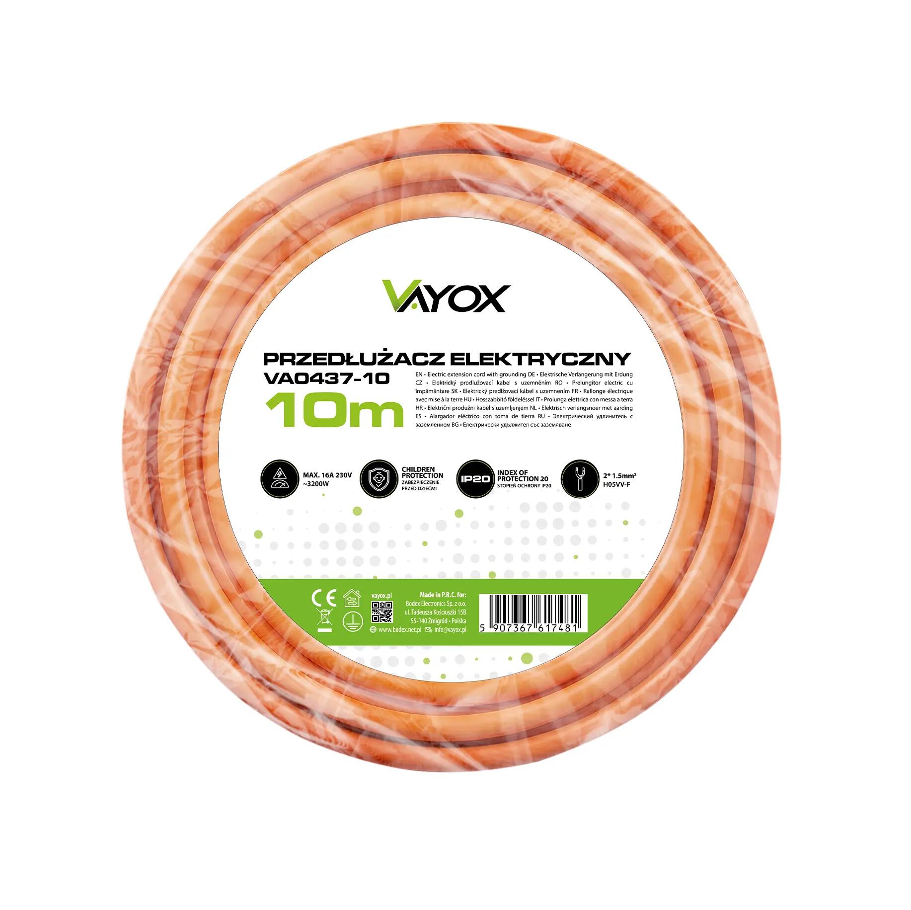 Przedłużacz jednogniazdowy Vayox VA0437 2x1,5mm² IP20 15/15