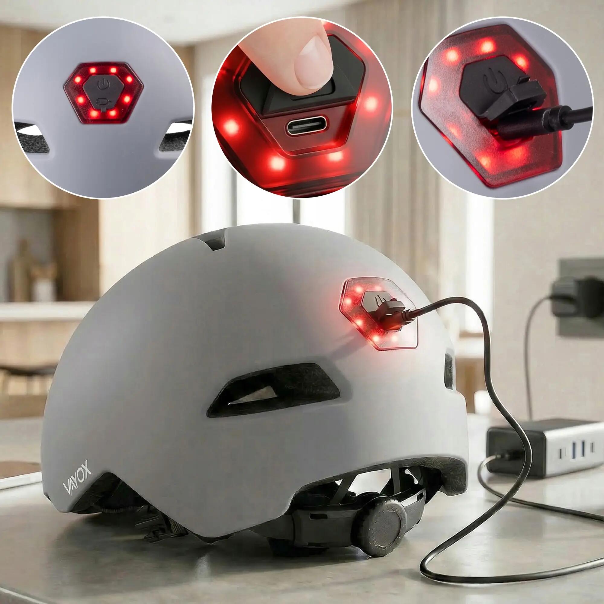 Vayox Street VA0423 helm voor fiets skeelers met vizier en LED-lampje 55-58cm 2/16