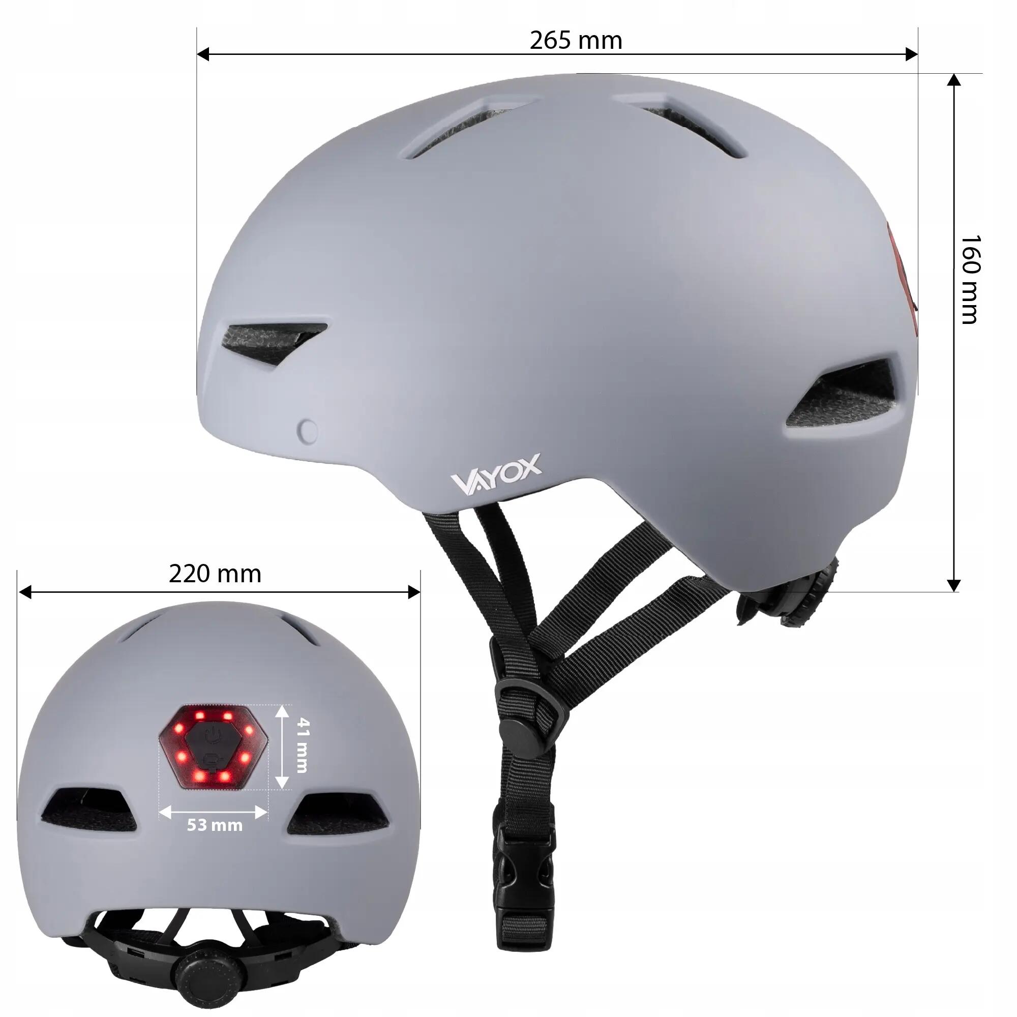 Casque Vayox Street VA0423 avec LED 55-58 cm 14/16
