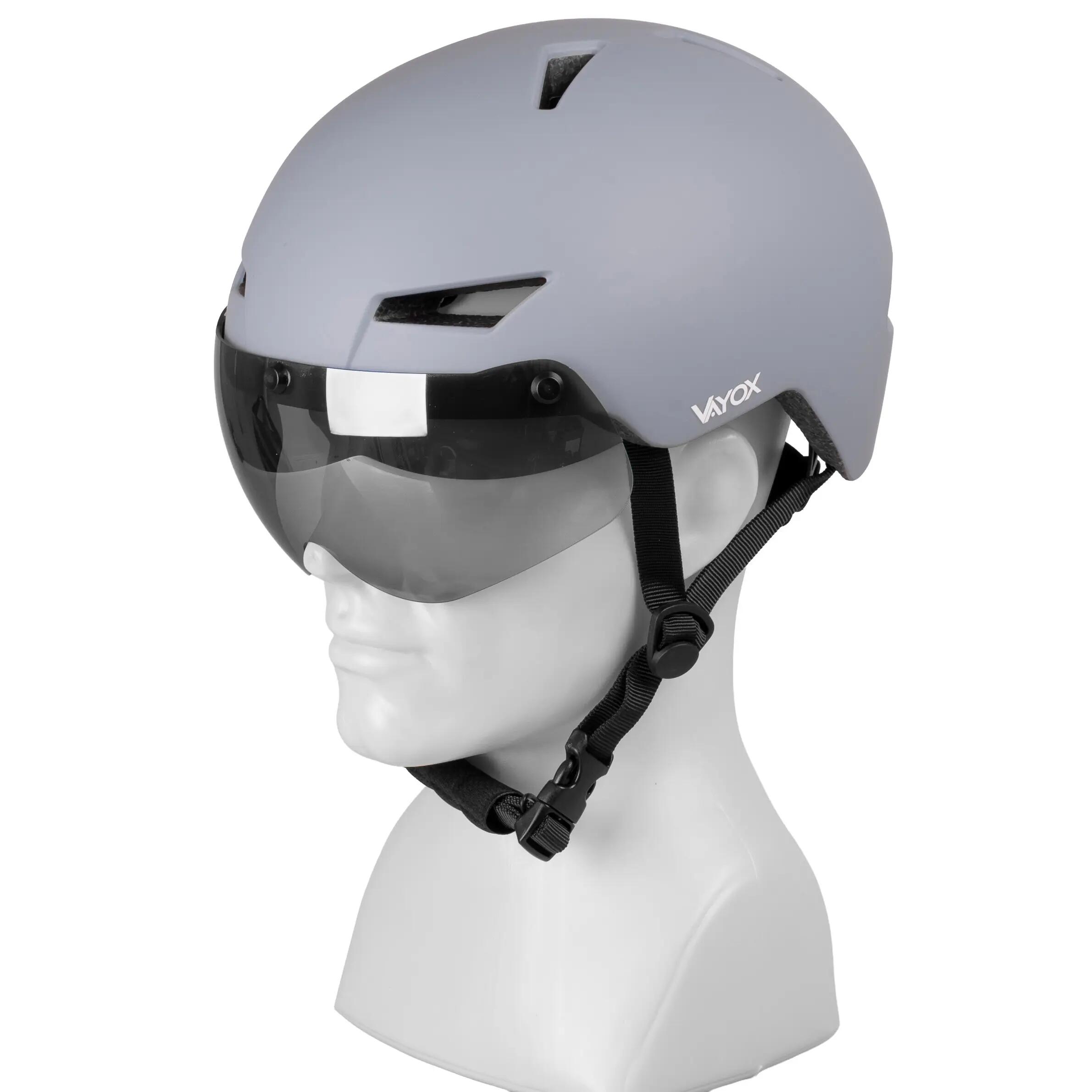 Vayox Street VA0423 helm voor fiets skeelers met vizier en LED-lampje 55-58cm 11/16