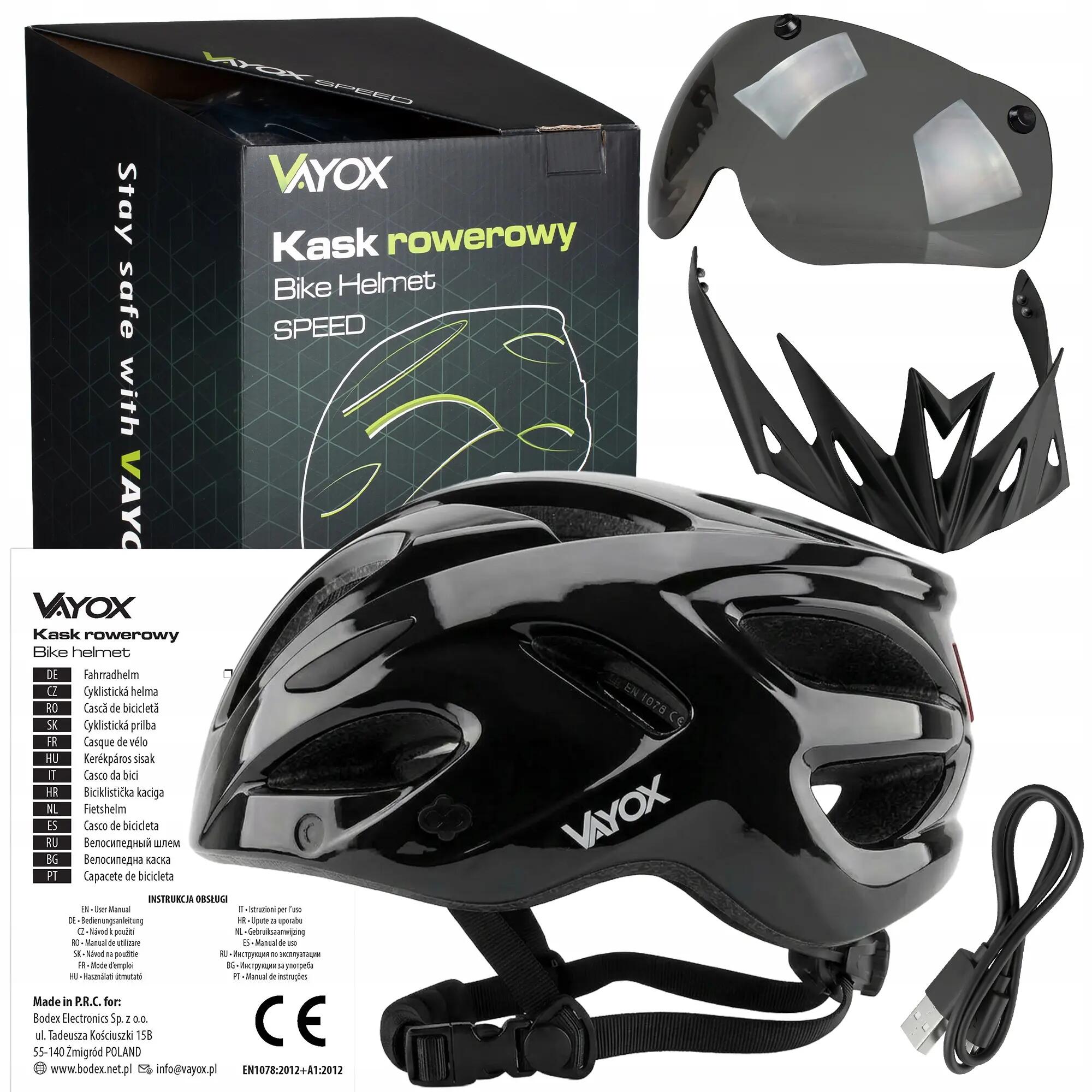 Fahrradhelm Vayox Speed VA0425 mit LED-Leuchte und Visier 15/15