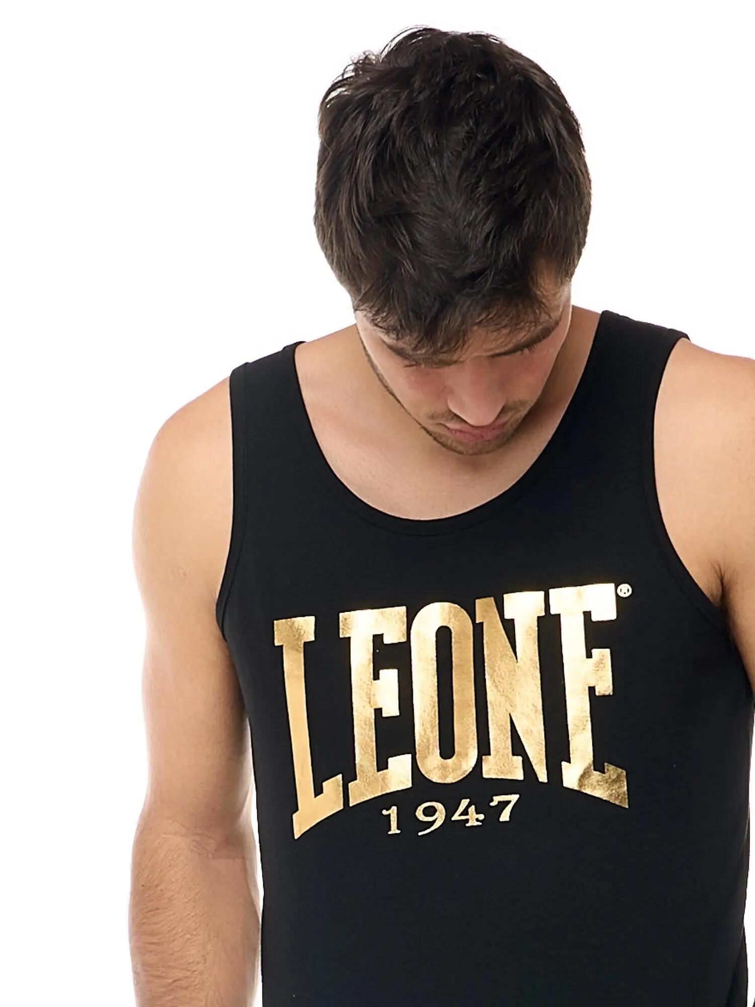 Leone 1947 Apparel tanktop voor heren met groot goudkleurig logo. Voor training. 5/6