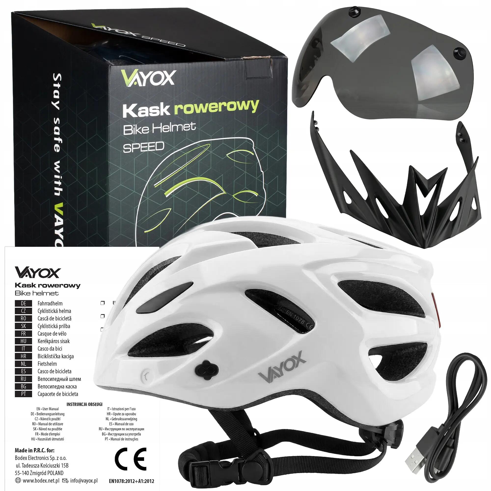 Fahrradhelm Vayox Speed VA0425 mit LED-Leuchte und Visier 15/15