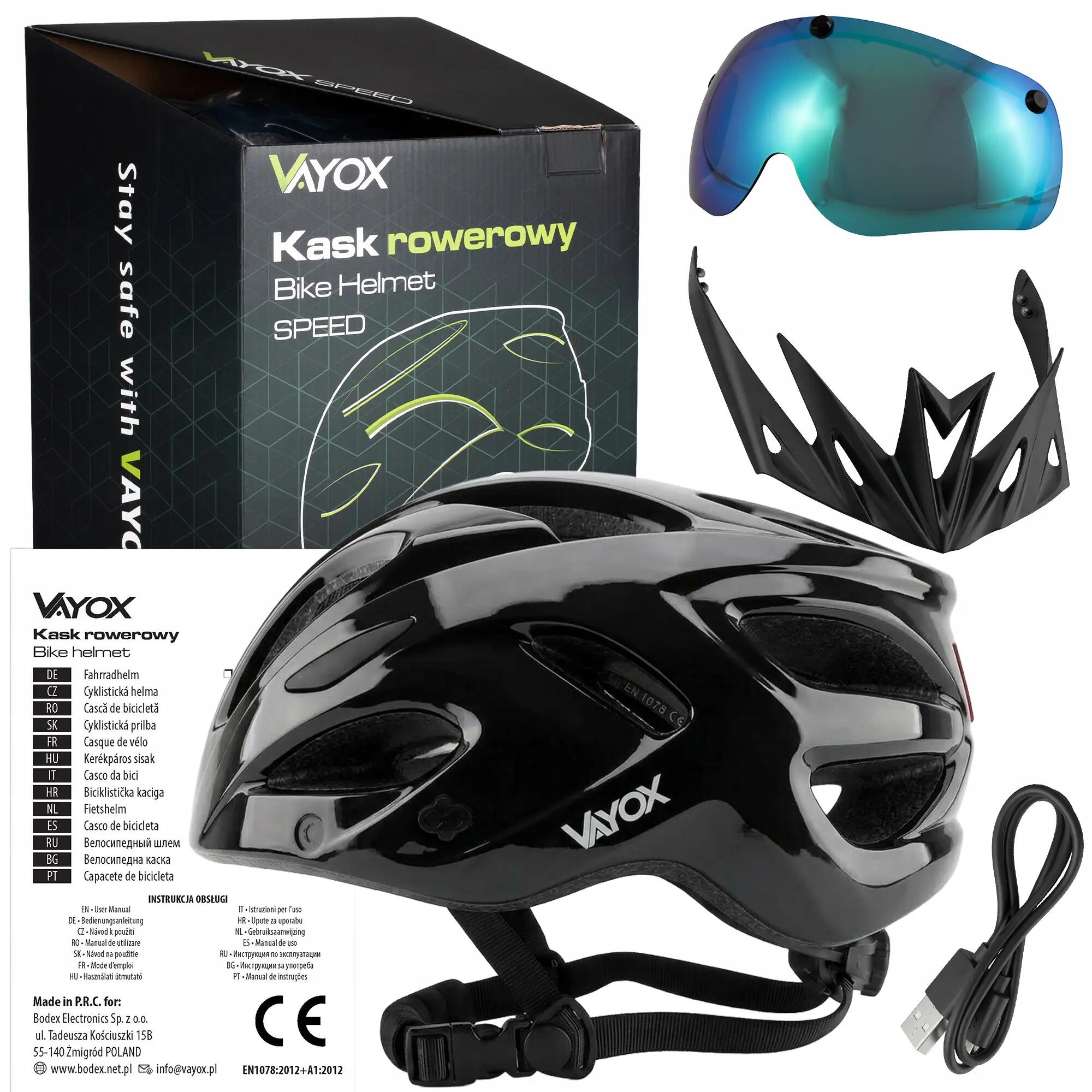 Vayox Speed VA0425 fietshelm met LED-lampje en vizier 15/15
