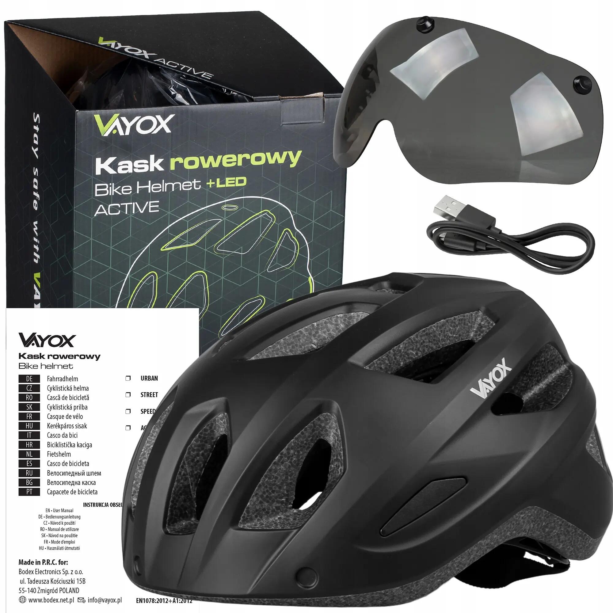 Vayox Active VA0424 fietshelm met vizier en LED-lampje 15/15