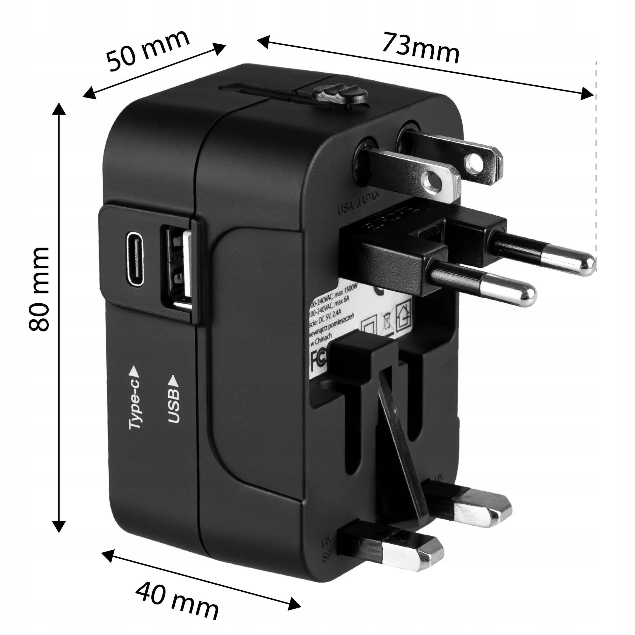 Reiseadapter Vayox VA0407 UK/US/EU/AU USB-C 14/15