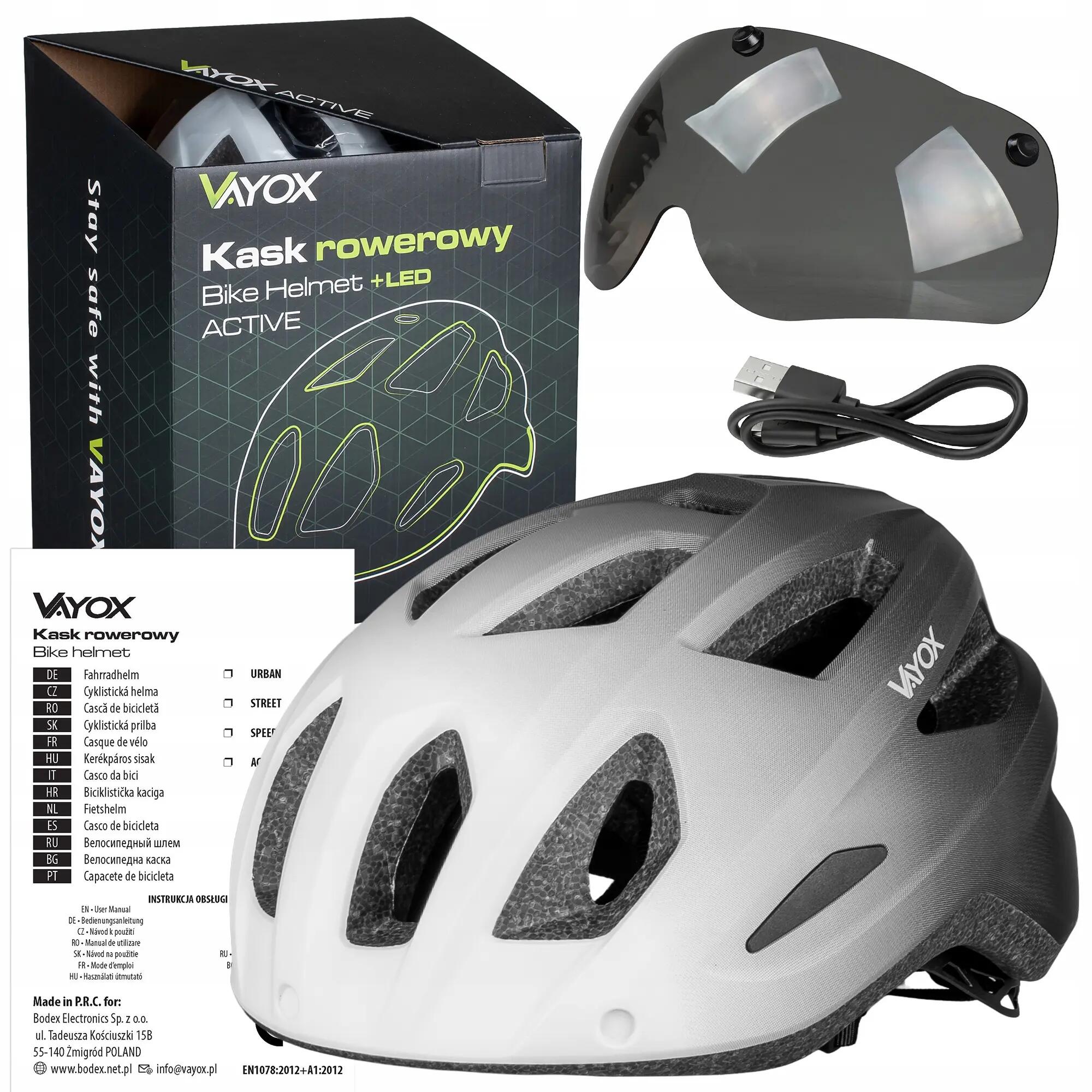 Casque de vélo Vayox Active VA0424 avec visière et lampe LED 15/15