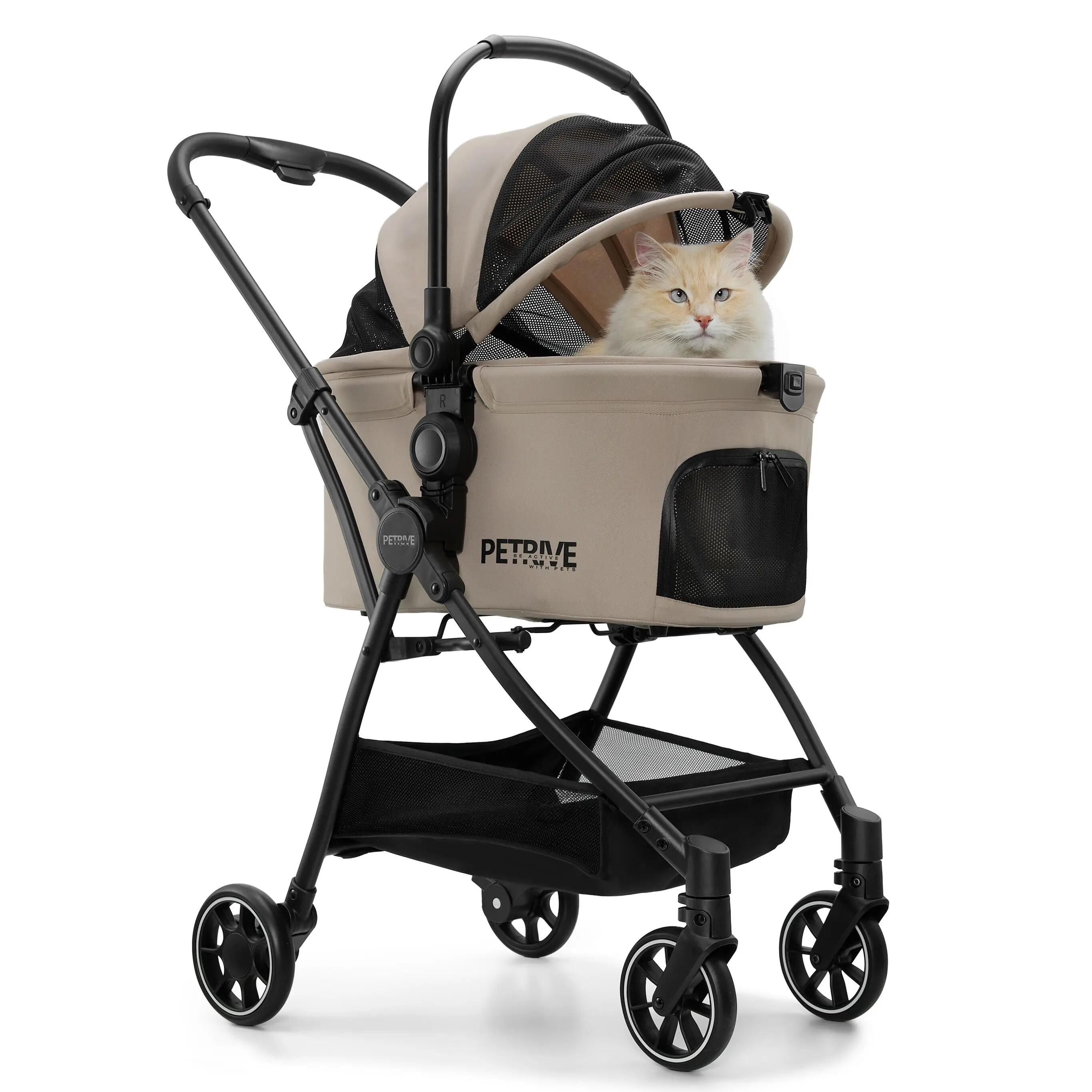 Wózek spacerowy dla psa lub kota 3w1 S.RIDER beżowy do 20 kg 4/9