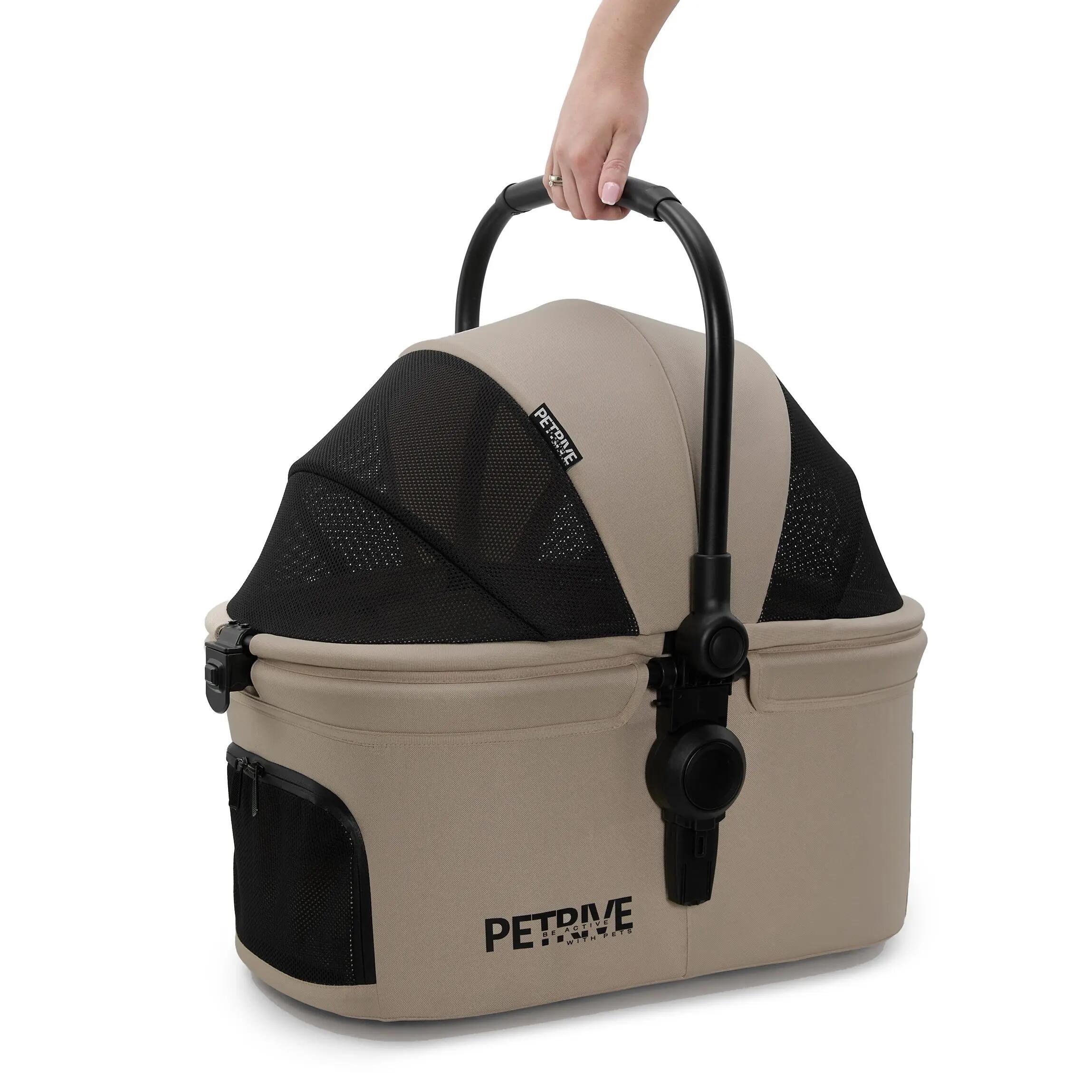 Wózek spacerowy dla psa lub kota 3w1 S.RIDER beżowy do 20 kg 3/9