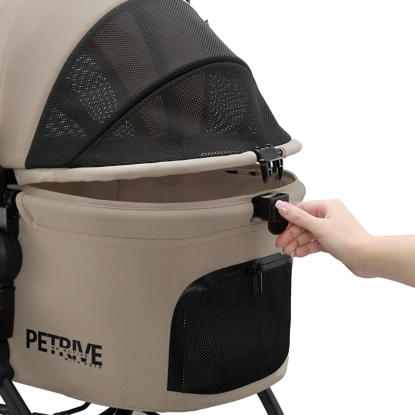 Wózek spacerowy dla psa lub kota 3w1 S.RIDER beżowy do 20 kg 2/9