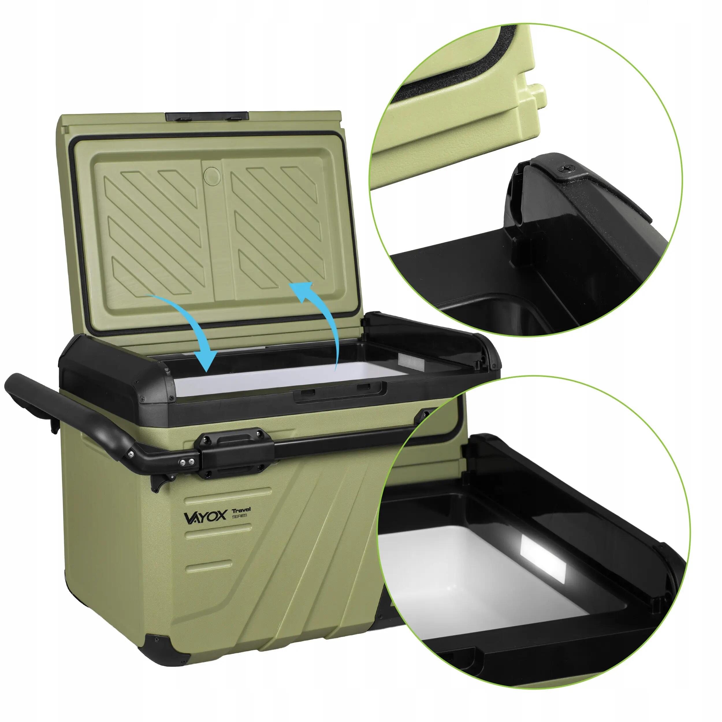 Kompressor-Kühltruhe Vayox VA-TW37 12/24/230V mit Rädern 35L 8/16