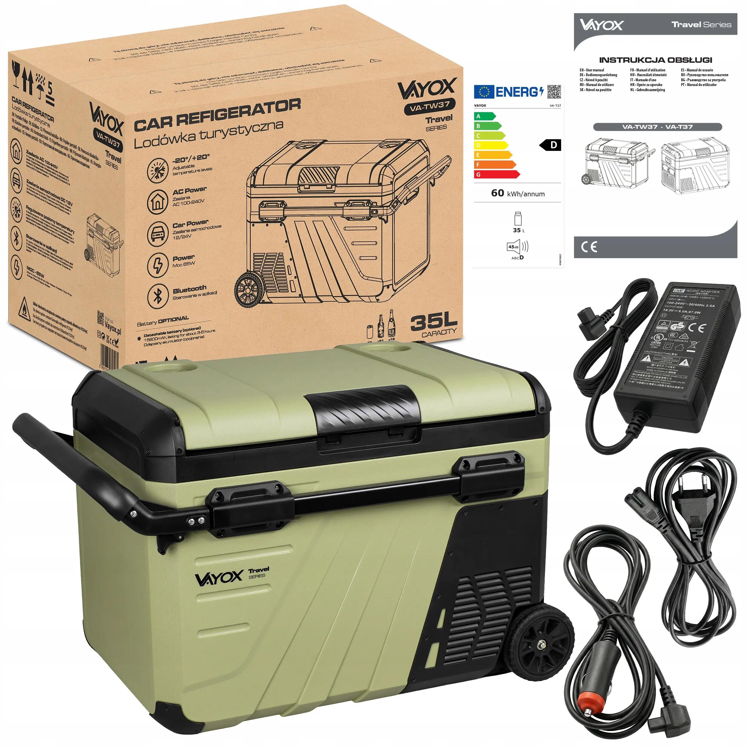 Kompressor-Kühltruhe Vayox VA-TW37 12/24/230V mit Rädern 35L 15/16