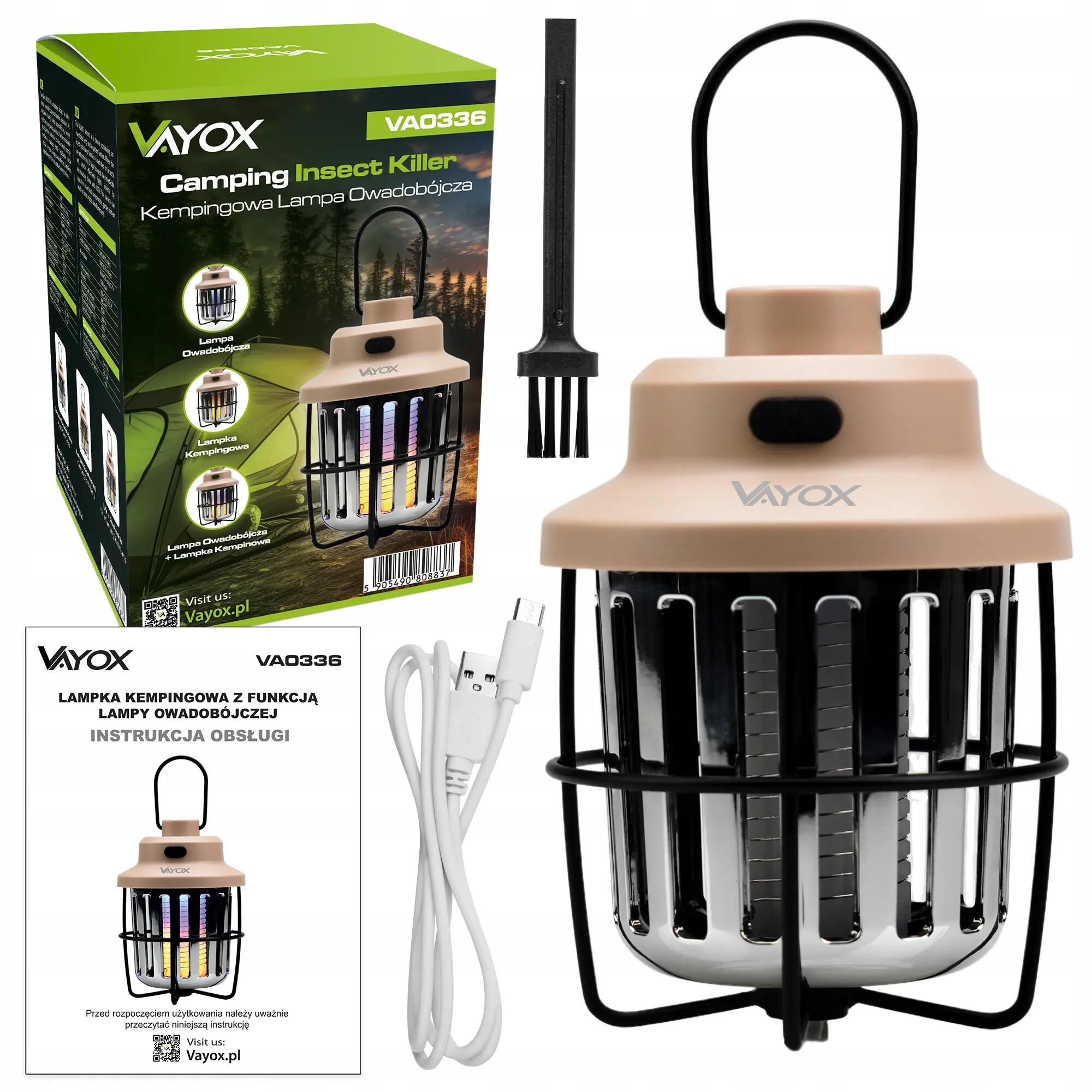 Lampa owadobójcza UV VAYOX VA0336 na komary muchy akumulatorowa 15/15