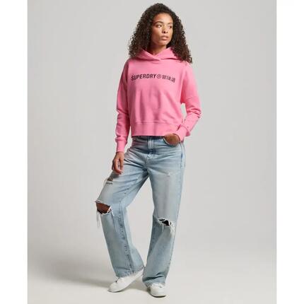 Sweatshirt court droit à capuche femme Superdry Core Sport