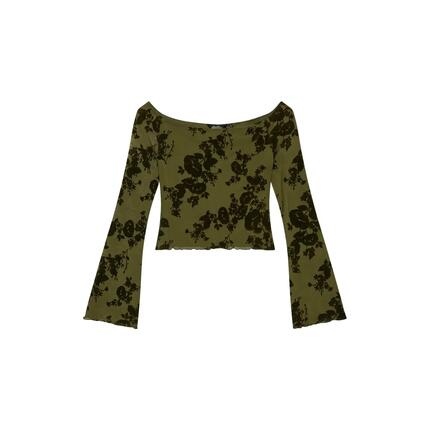 T-shirt manches longues en maille floquée femme Superdry