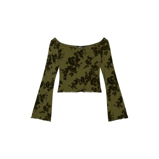 T-shirt manches longues en maille floquée femme Superdry