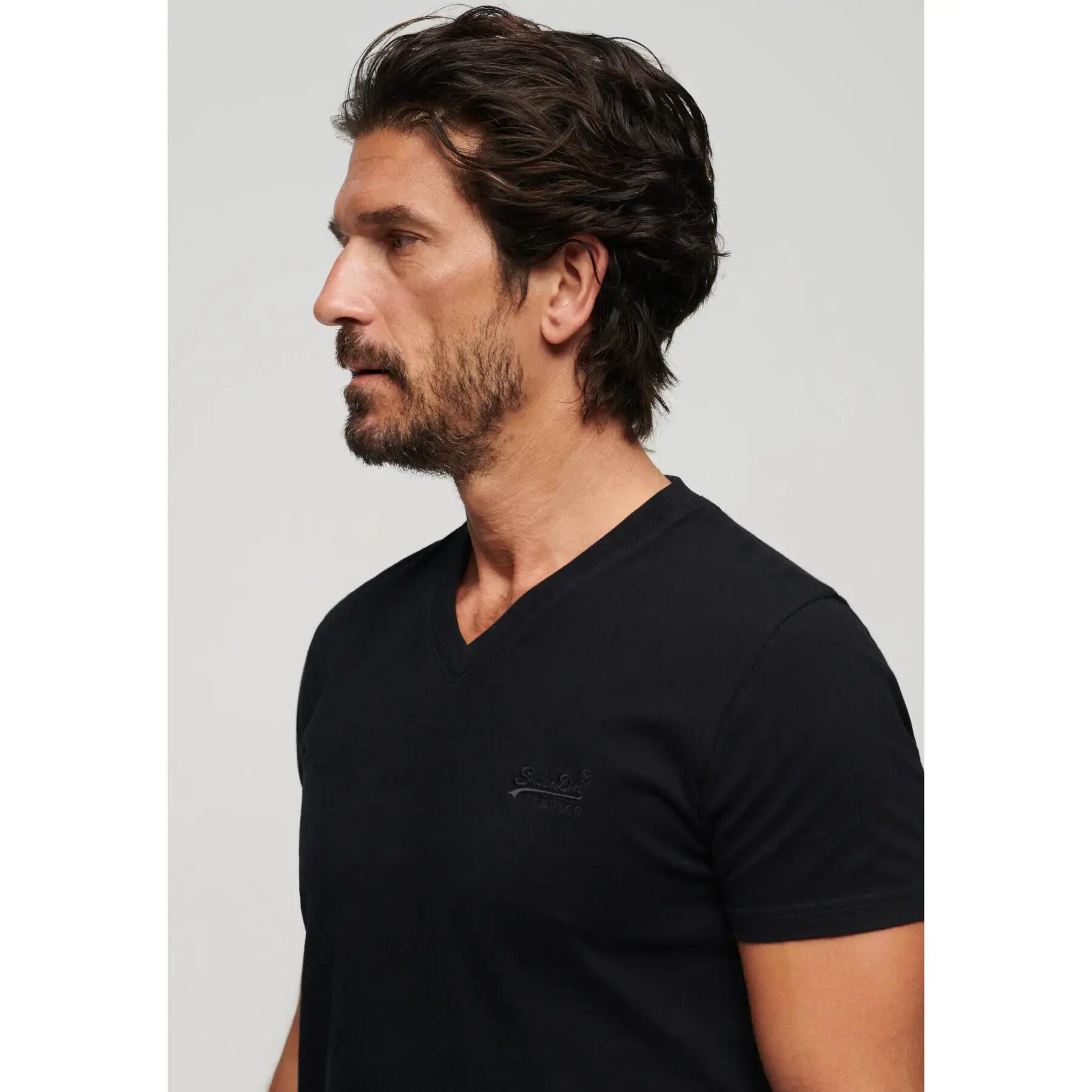 T-shirt col en V en coton biologique avec logo brodé 4/6