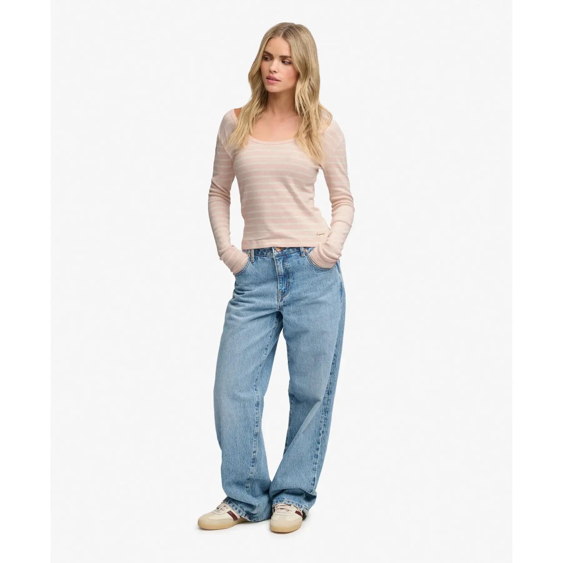 Gestreepte lange mouwen t-shirt voor dames Superdry Ath Ess 2/7