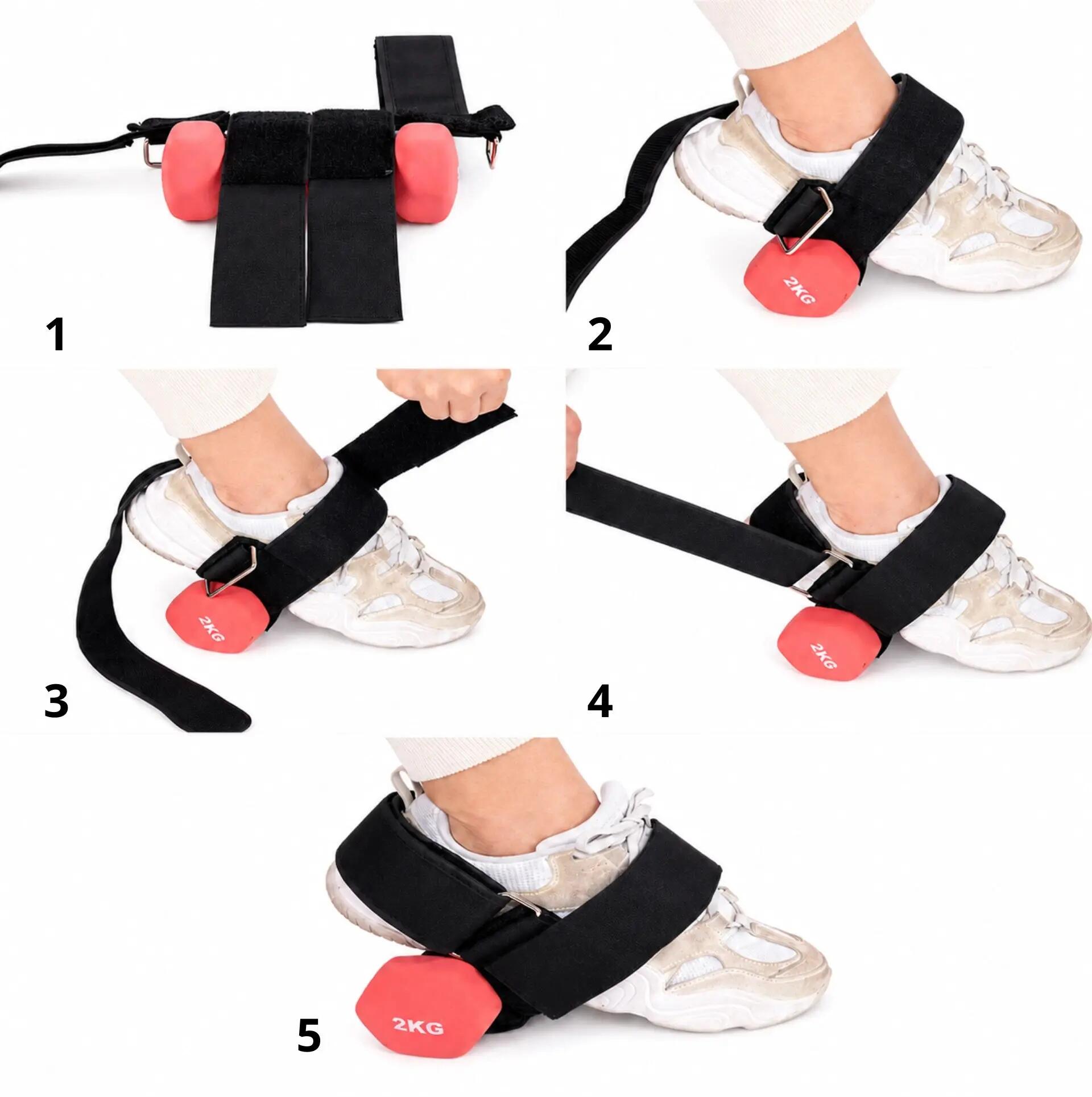Sangle de cheville réglable musculation avec maintien du talon 3/4