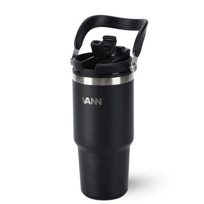 Drinkfles - flow tumbler 750 ml - rvs met ingebouwd rietje - roze