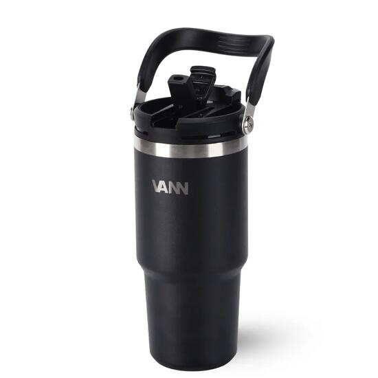 Drinkfles - Flow Tumbler 750 ML - RVS met ingebouwd rietje - Zwart