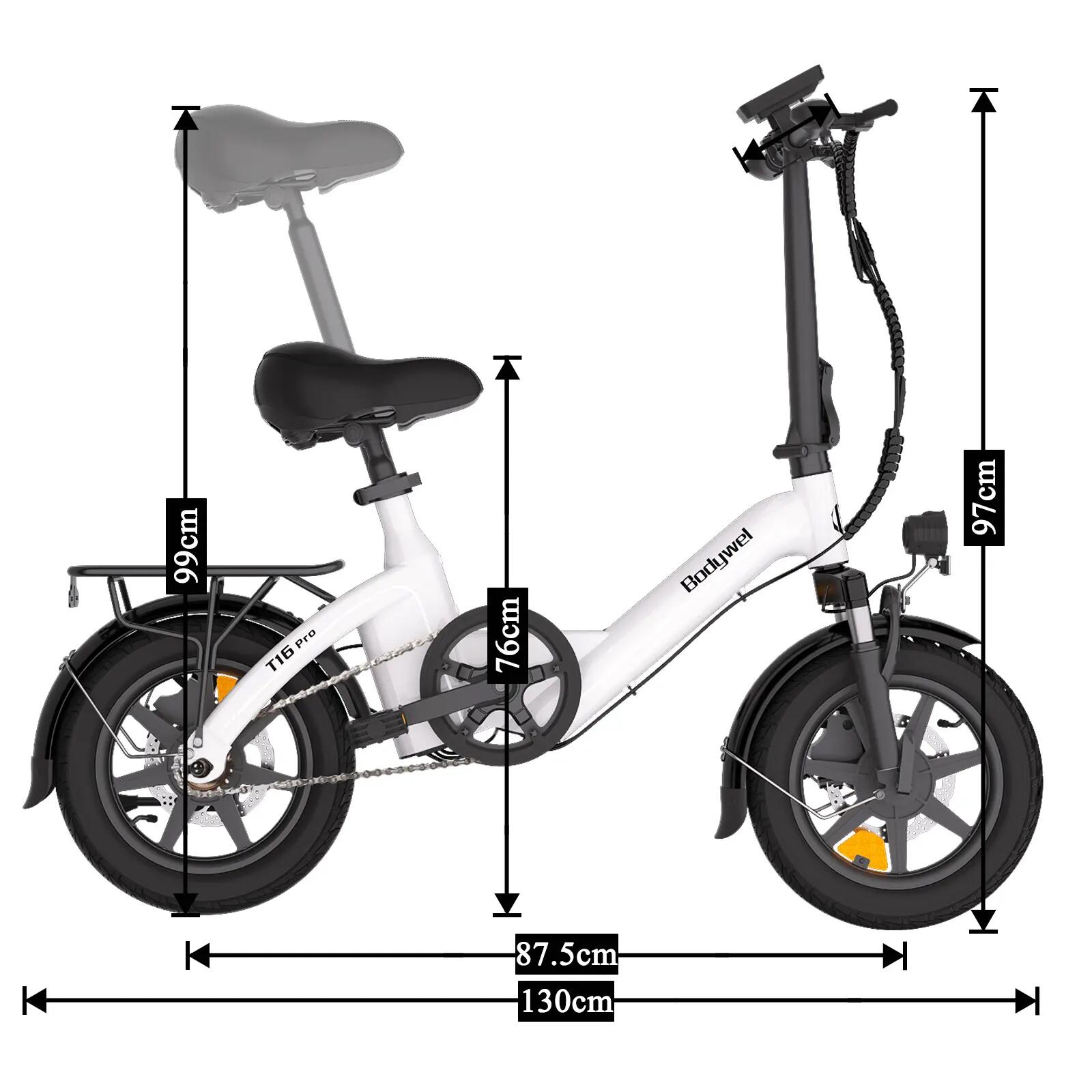 Bodywel T16PRO-HJ Skladací elektrický bicykel 14palcov 250W 36V batéria 45km Hli 6/6