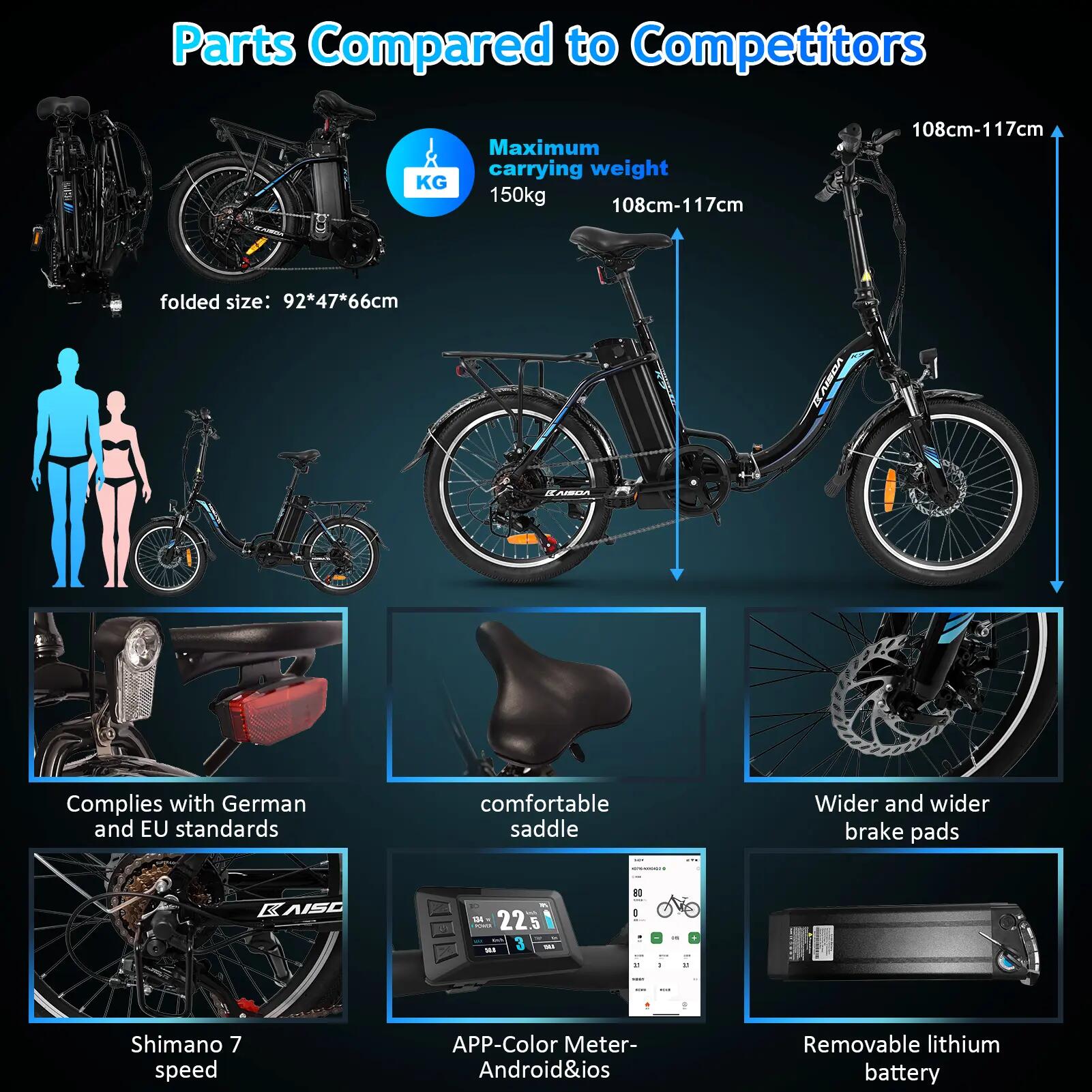 KAISDA K7 E-Bike voor dames 250W motor 36V accu 6/7