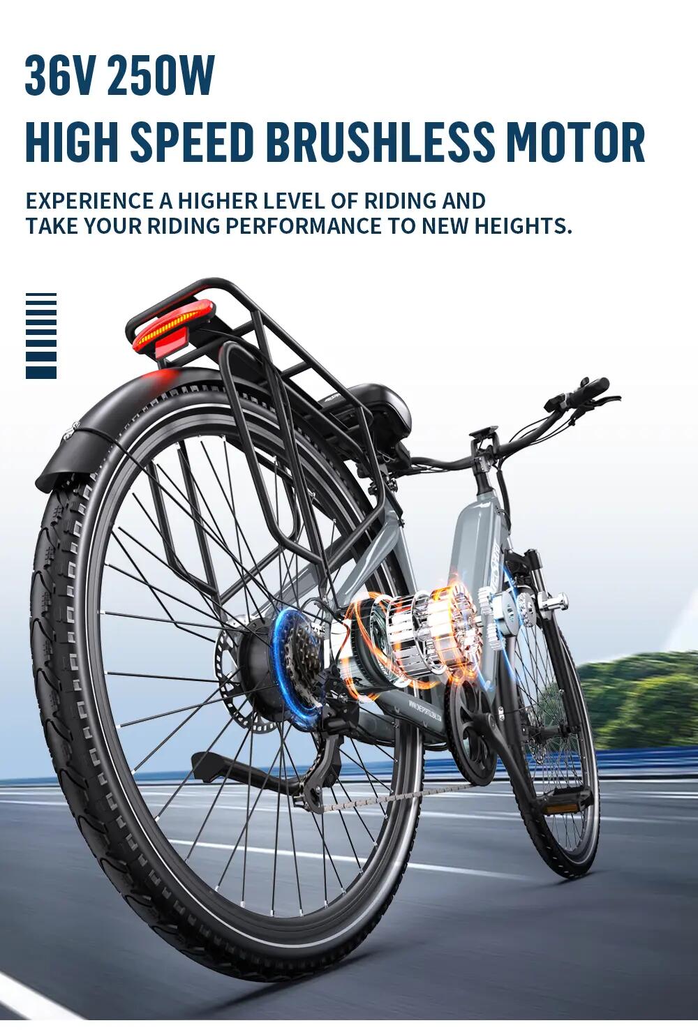 Bicicleta Eléctrica Urbana ONESPORT OT05 Pro｜Motor 250W｜Batería 36V 22.5Ah 6/11