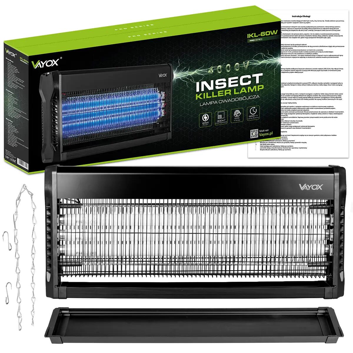 VAYOX IKL-60W insecticidelamp voor muggen en vliegen 420m2 15/15