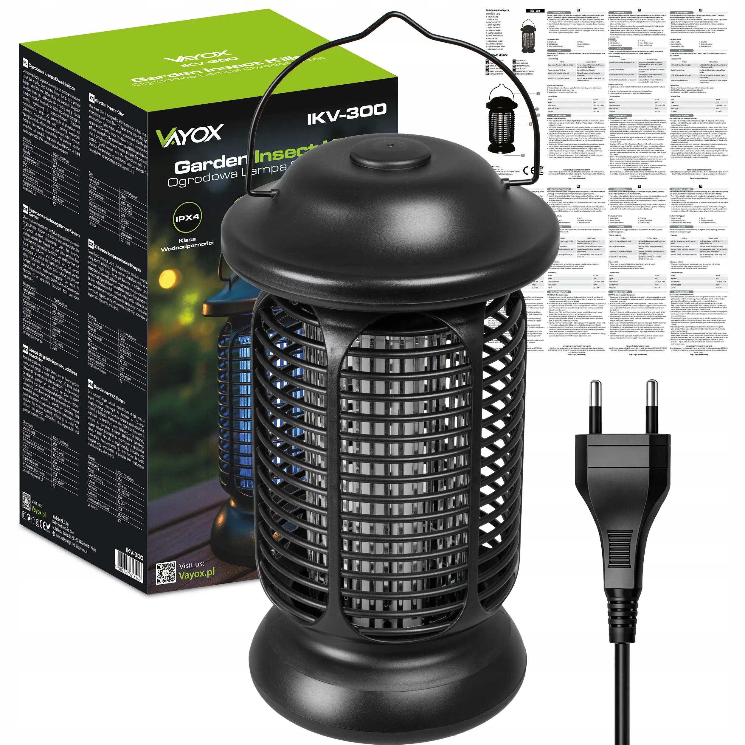Lampa owadobójcza UV na komary muchy VAYOX IKV-300 20W 60m2 15/15