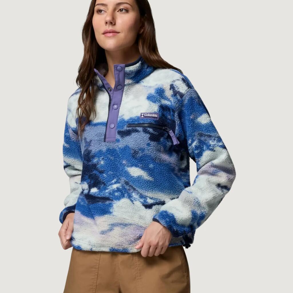 WOMEN'S sweatshirt Helvetia™ II Printed Cropped Half Snap PURPLE