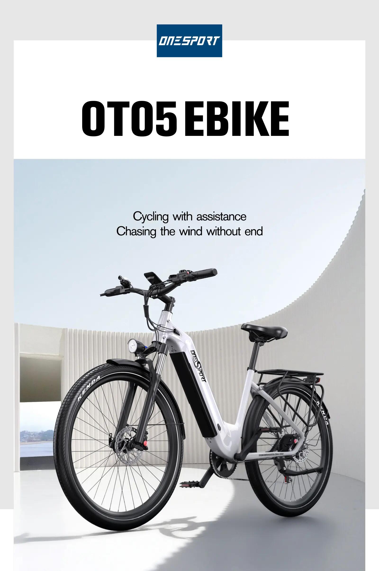 ONESPORT OT05 Electric Bicycle Adult 36V 18.2AH Battery 250W motor 9/15
