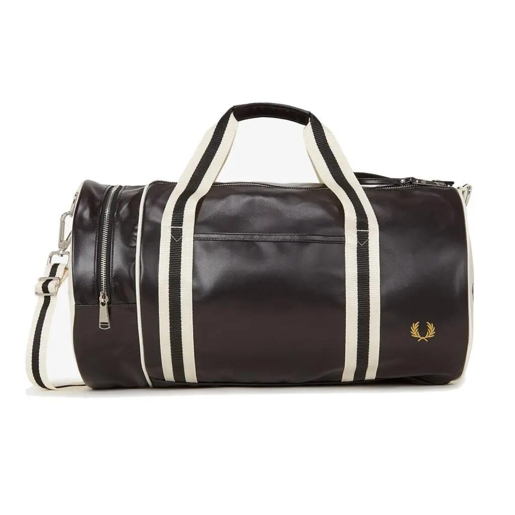Fred Perry Classic Barrel Polyester Black/Ecru Cross Bag
