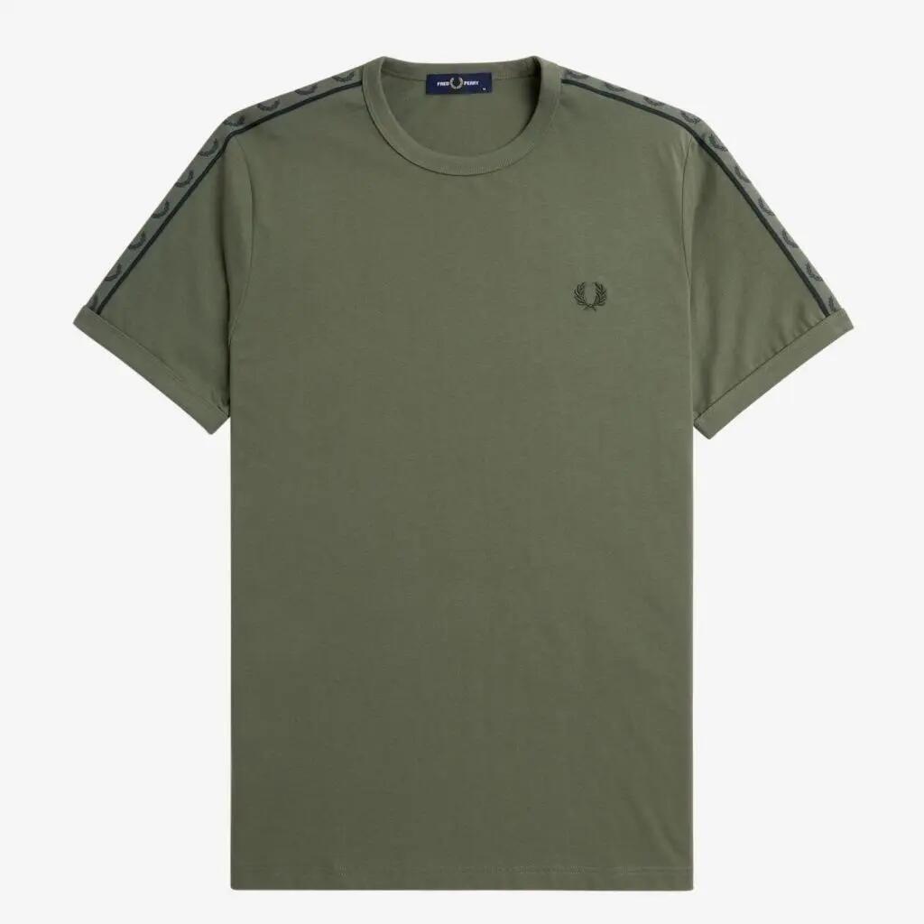 T-shirt Fred Perry Modèle Contrast Tape Ringer T-shir Couleur Vert 2/5