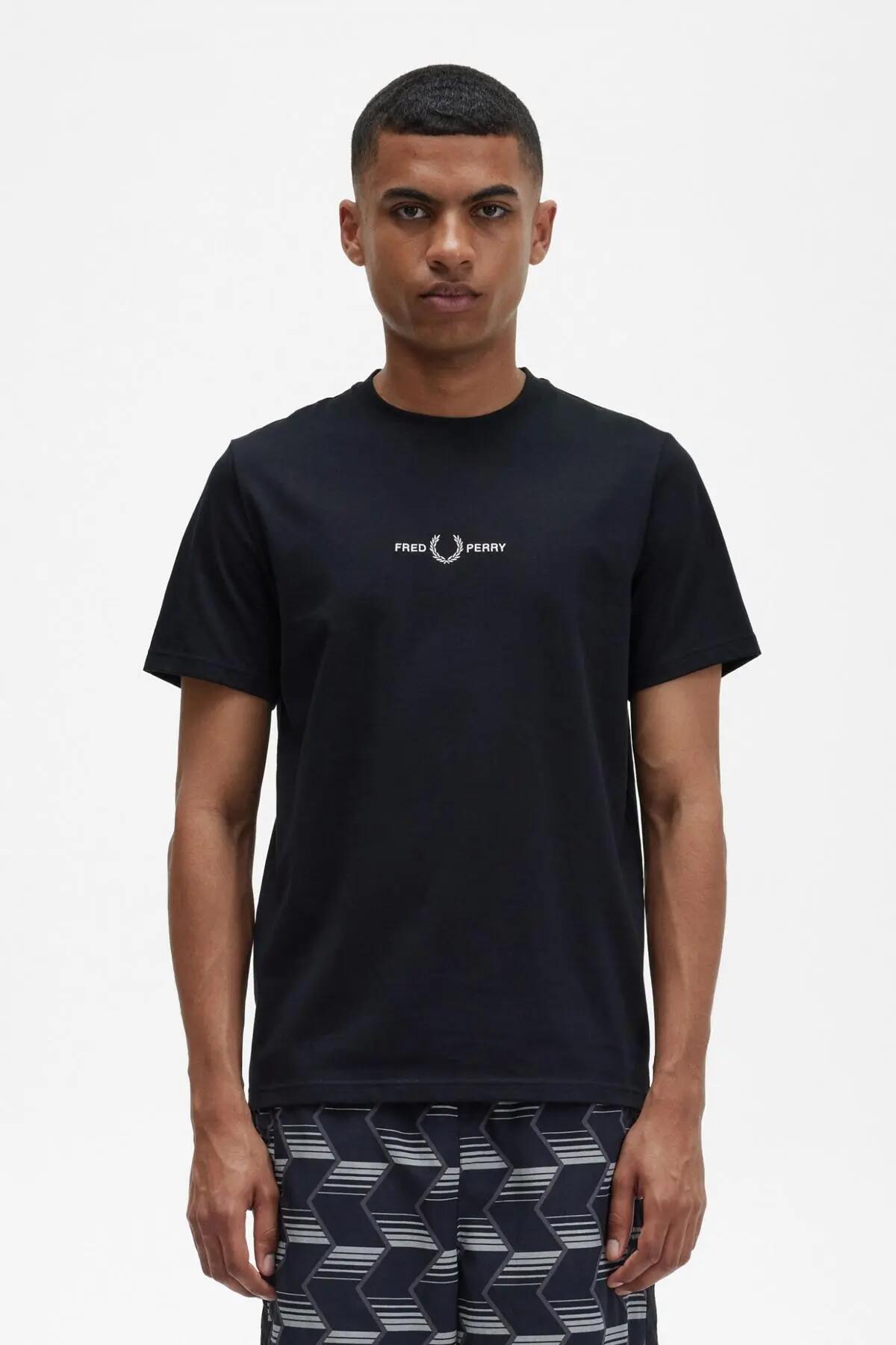 T-shirt Fred Perry Modèle Embroidered T-shirt Couleur Noir 5/5
