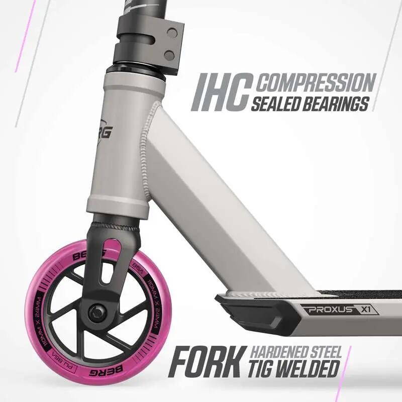 Trottinette Freestyle pour Enfants, 6+ Ans, Proxus X1 Gris/Rose 5/7