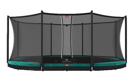 Trampoline Grand Favorit InGround 520 + Filet Séc. Comfort Vert