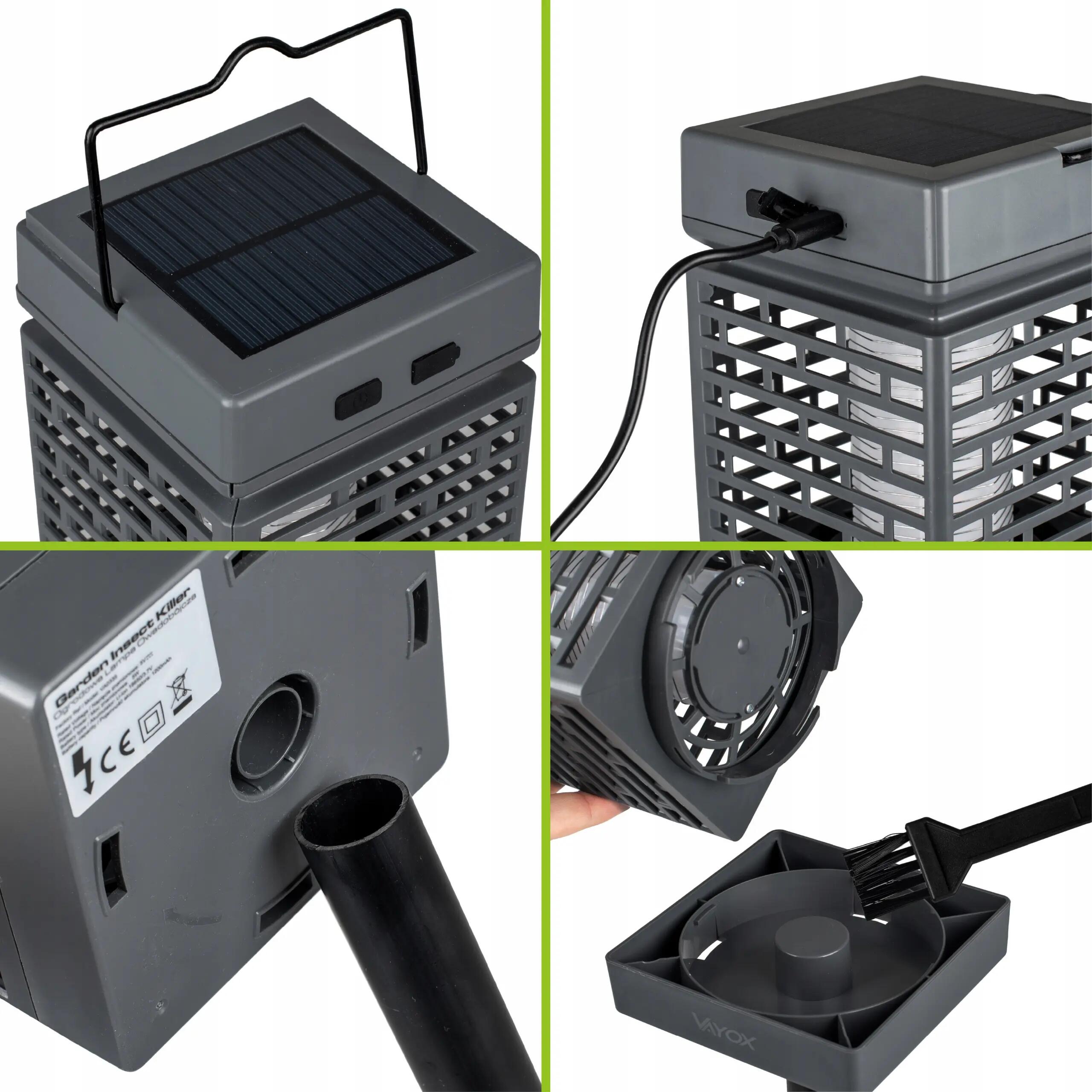 Lampa owadobójcza UV VAYOX VA0335 na komary muchy akumulatorowa solarna 8/15